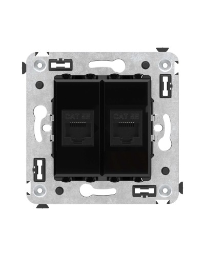 Розетка RJ-45 в стену, кат.5E, Avanti, двойная, черный квадрат (4402664). Розетка компьютерная. ДКС в Твери