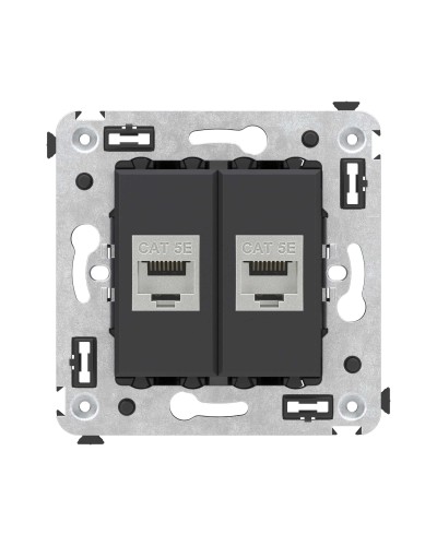 Розетка RJ-45 в стену, кат.6E, Avanti, двойная, черная матовая (4412764). Розетка компьютерная. ДКС в Твери