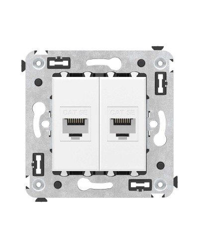 Розетка RJ-45 в стену, кат.5E, Avanti, двойная, белое облако (4400664). Розетка компьютерная. ДКС в Твери