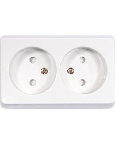 Розетка двойная открытой установки без з/к, белый, LK Standard (813604). Розетка без заземляющих контактов с защитными шторками. Экопласт в Твери