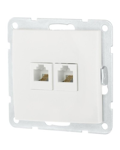 Розетка телефонная двойная 2xRJ-12 с накладкой, белый LK60 (865604-1). Розетка телефонная. Экопласт в Твери