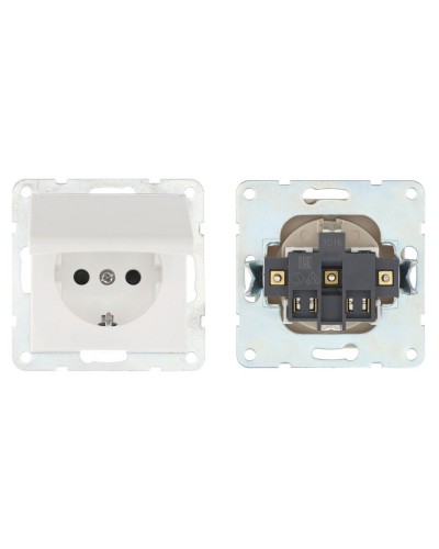 Розетка с з/к, шторками и крышкой, белый LK80 (843404-1). Розетка. Экопласт в Твери