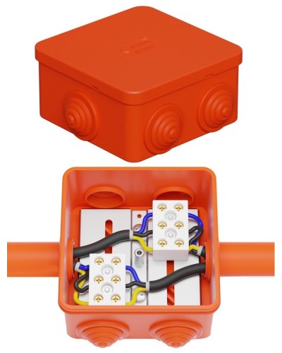 Коробка JBS080 85х85х50, 6 вых., 3P (0,15-10,0 мм²) (43301HF). Коробка монтажная, огнестойкая, без галогена. Экопласт в Твери