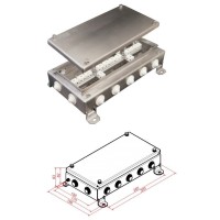 КМ-О (28к)-IP55-1530, 14 вводов, нержавейка: Коробка монтажная огнестойкая