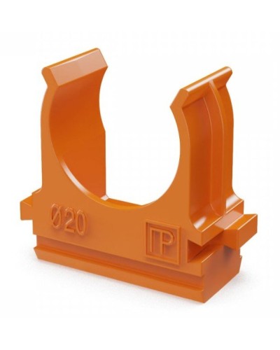 Крепёж-клипса для труб АБС-пластик оранжевая D20 (100 шт) (PR13.0064). Крепление для труб ПВХ. Промрукав в Твери