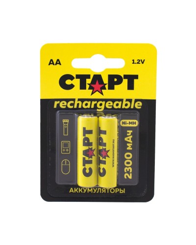 СТАРТ HR6 (AA, 2300 mah), упак. 2 шт. БЛИСТЕР. Перезаряжаемые аккумуляторы. СТАРТ в Твери