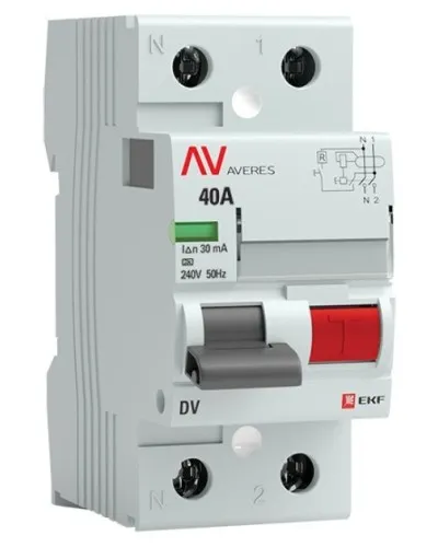DV 2P 40А/ 30мА (AC)  AVERES (rccb-2-40-30-ac-av). Выключатели дифференциального тока (УЗО). EKF в Твери