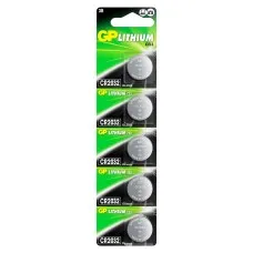GP Lithium CR2032 (GP CR2032-2C5 100/2000), упак. 5 шт. БЛИСТЕР. Литиевые дисковые батарейки. GP Batteries